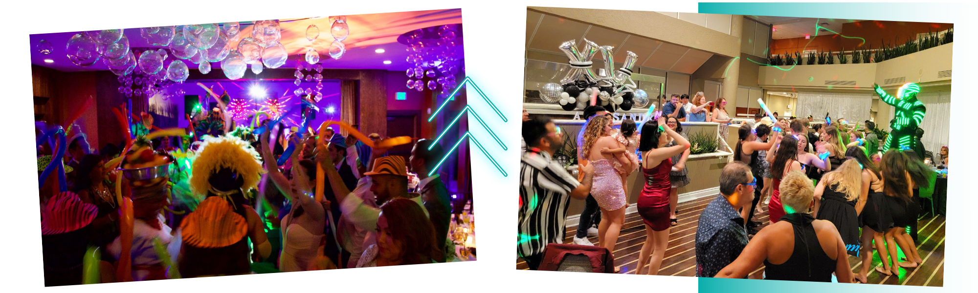 two parties with DJ and uplighting services 
